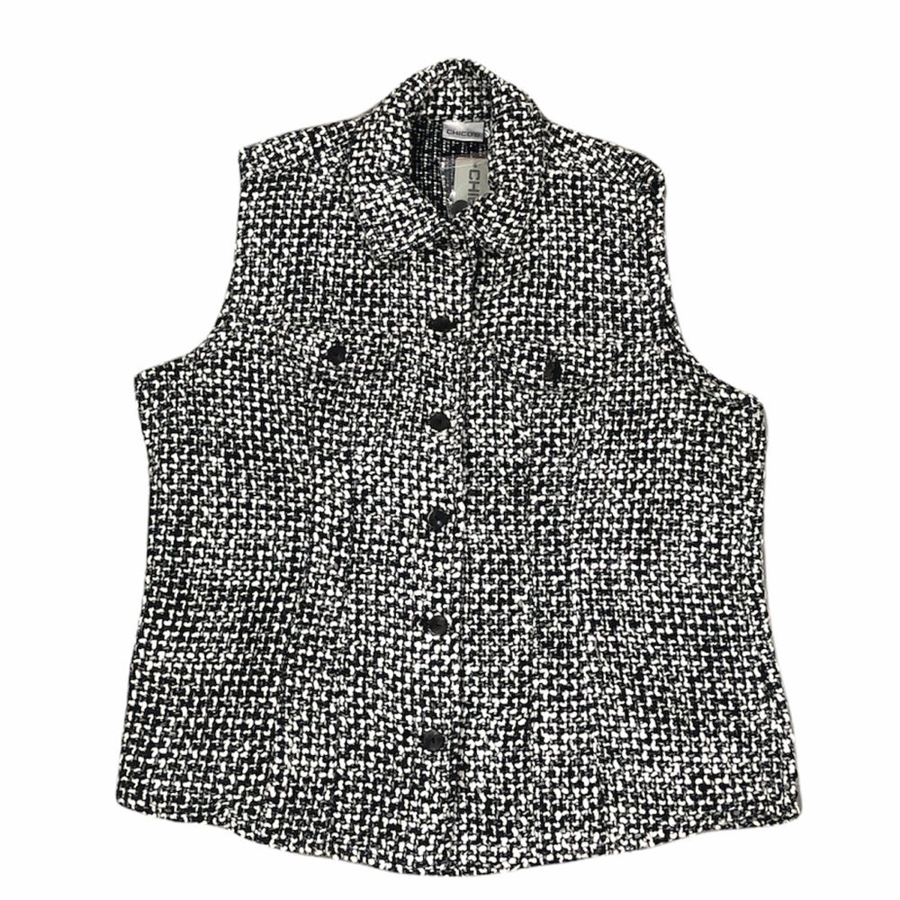 Chico’s Black and White Tweed Vest